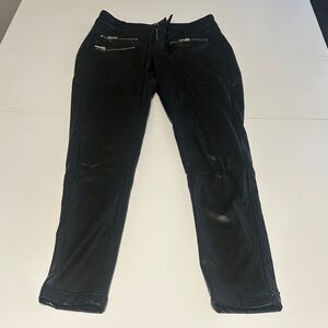 Faux Leather Pants with silver zipper accents
